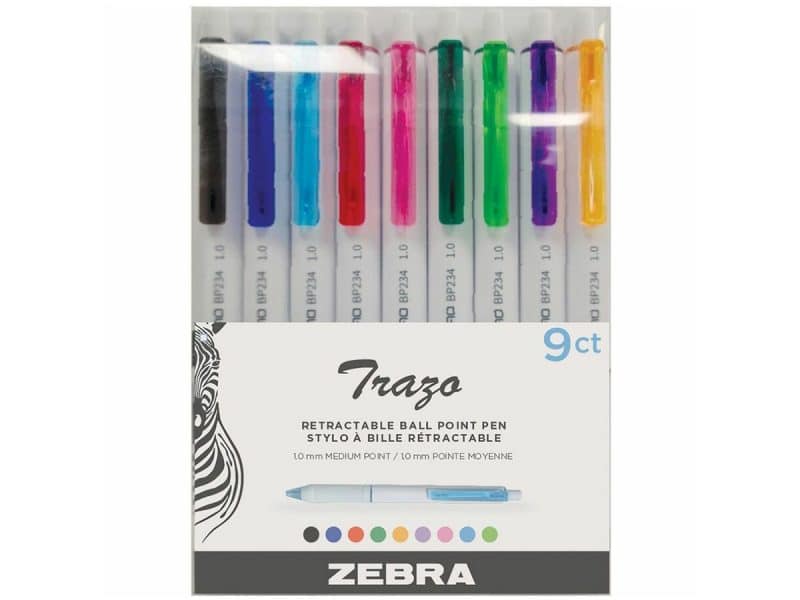 Paquet de 9 stylos à bille Zebra Trazo