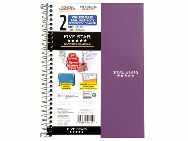 Cahier à reliure spirale Five Star 9.5 x 6