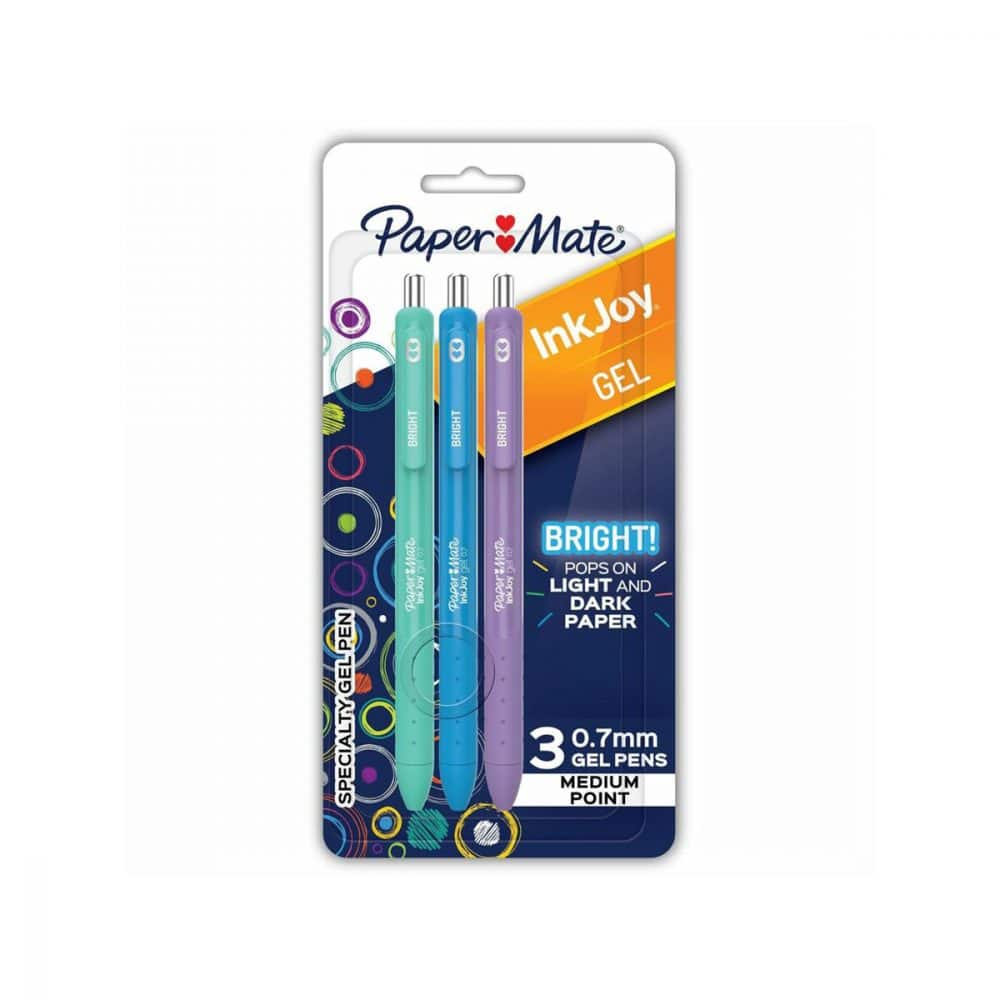 Paquet de 3 stylos gel PaperMate InkJoy Bright