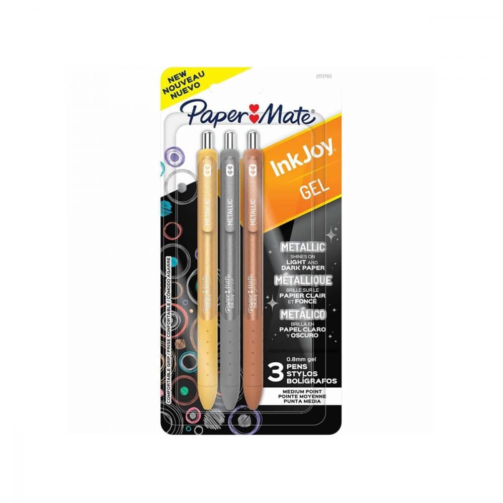 Paquet de 3 stylos gel métalliques PaperMate InkJoy