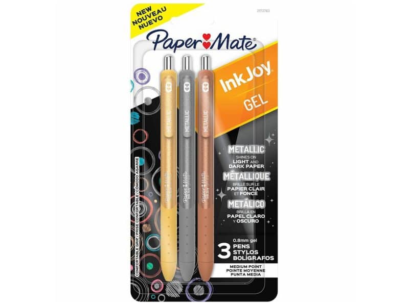 Paquet de 3 stylos gel métalliques PaperMate InkJoy