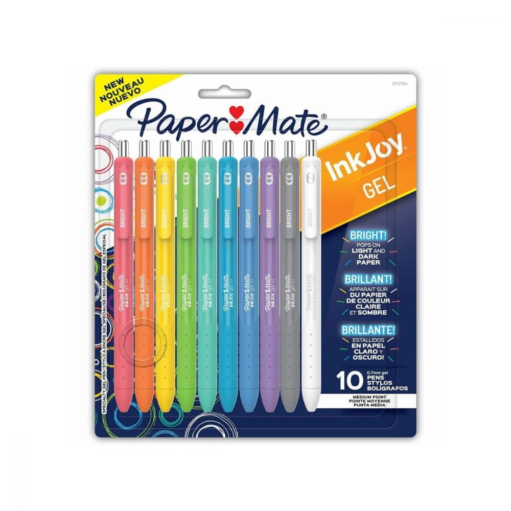 Paquet de 10 stylos gel PaperMate InkJoy Bright