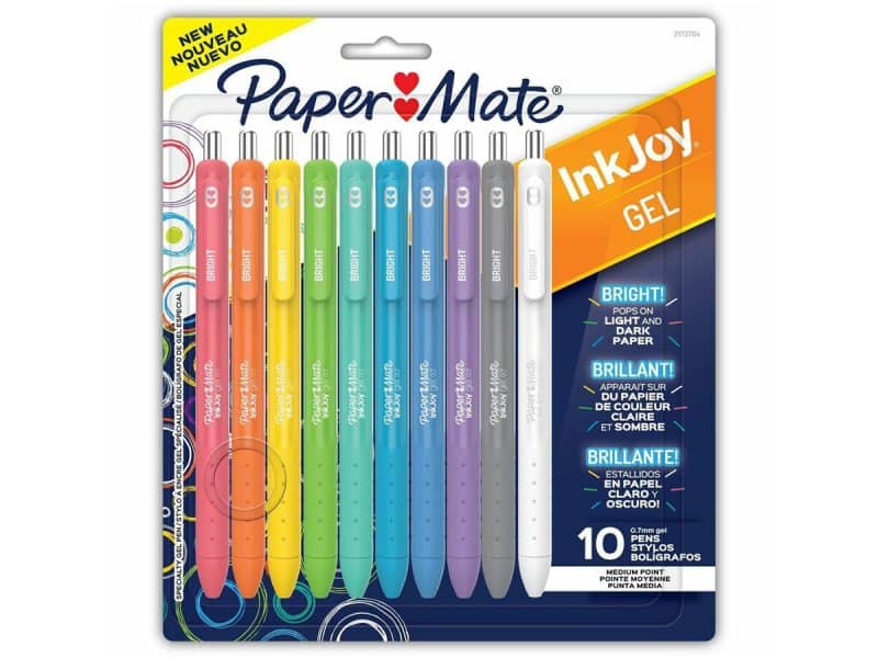 Paquet de 10 stylos gel PaperMate InkJoy Bright