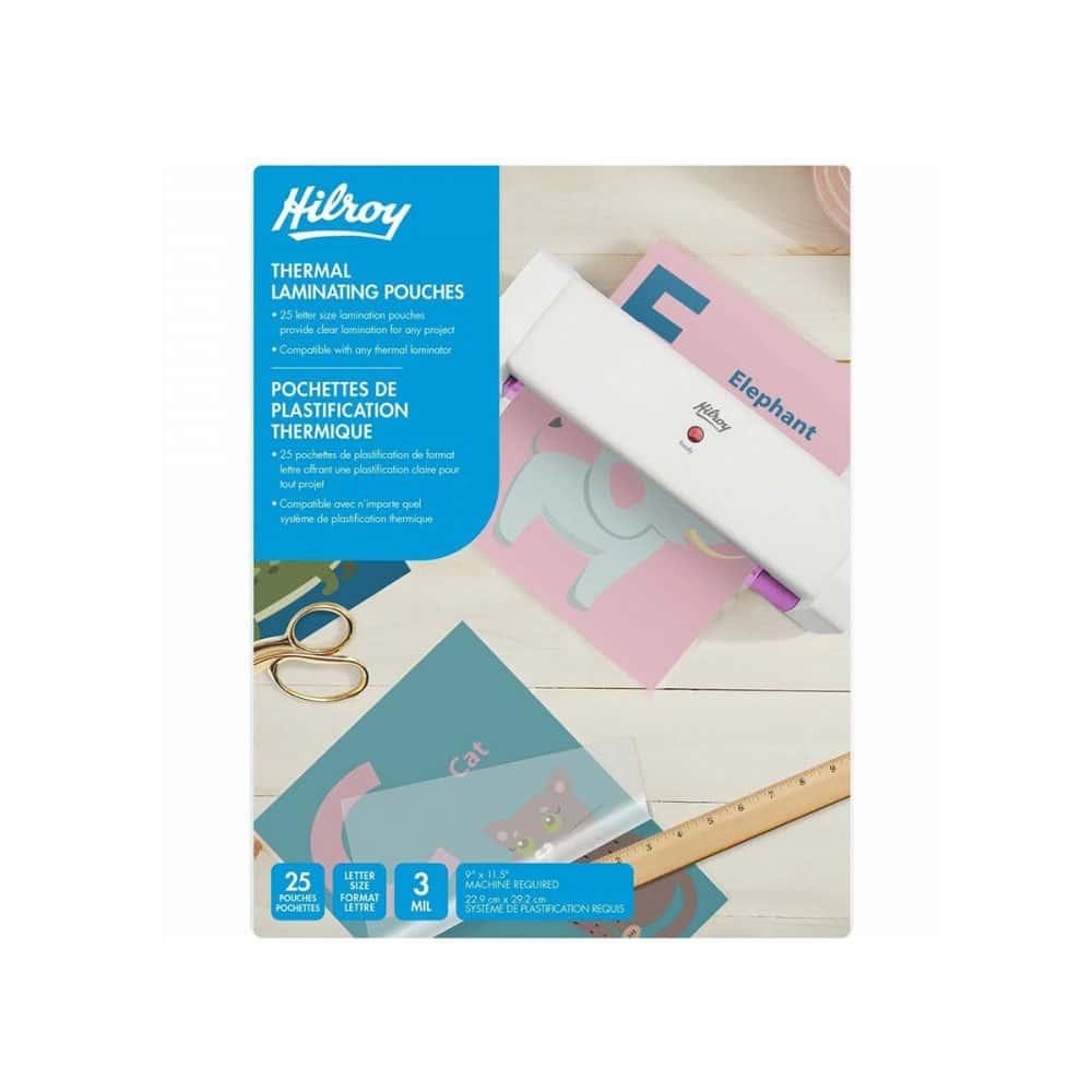Pochettes de plastification Hilroy 3 mil format lettre (25)