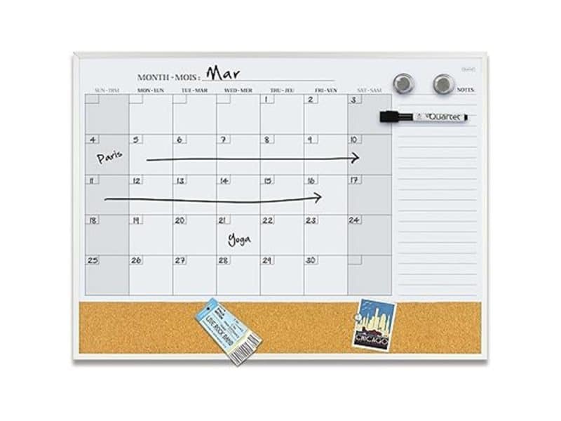 Tableau combo liège +blanc avec mois magnétique 17 x 23