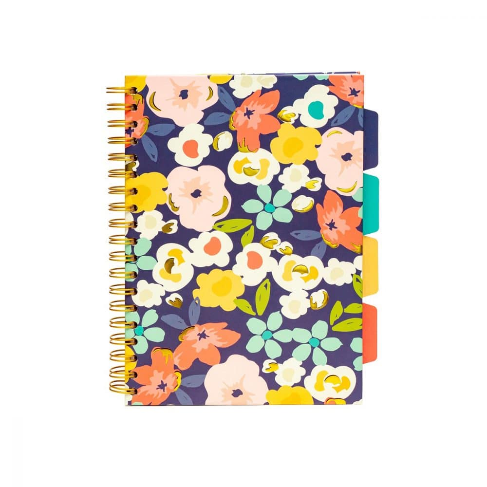 Carpe Diem Cahier spiral 5 Onglets Fleurs - Pukka Pads