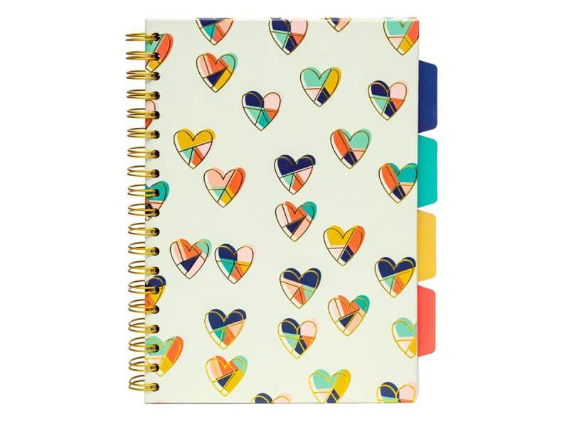 Carpe Diem Cahier spiral 5 Onglets Coeurs - Pukka Pads