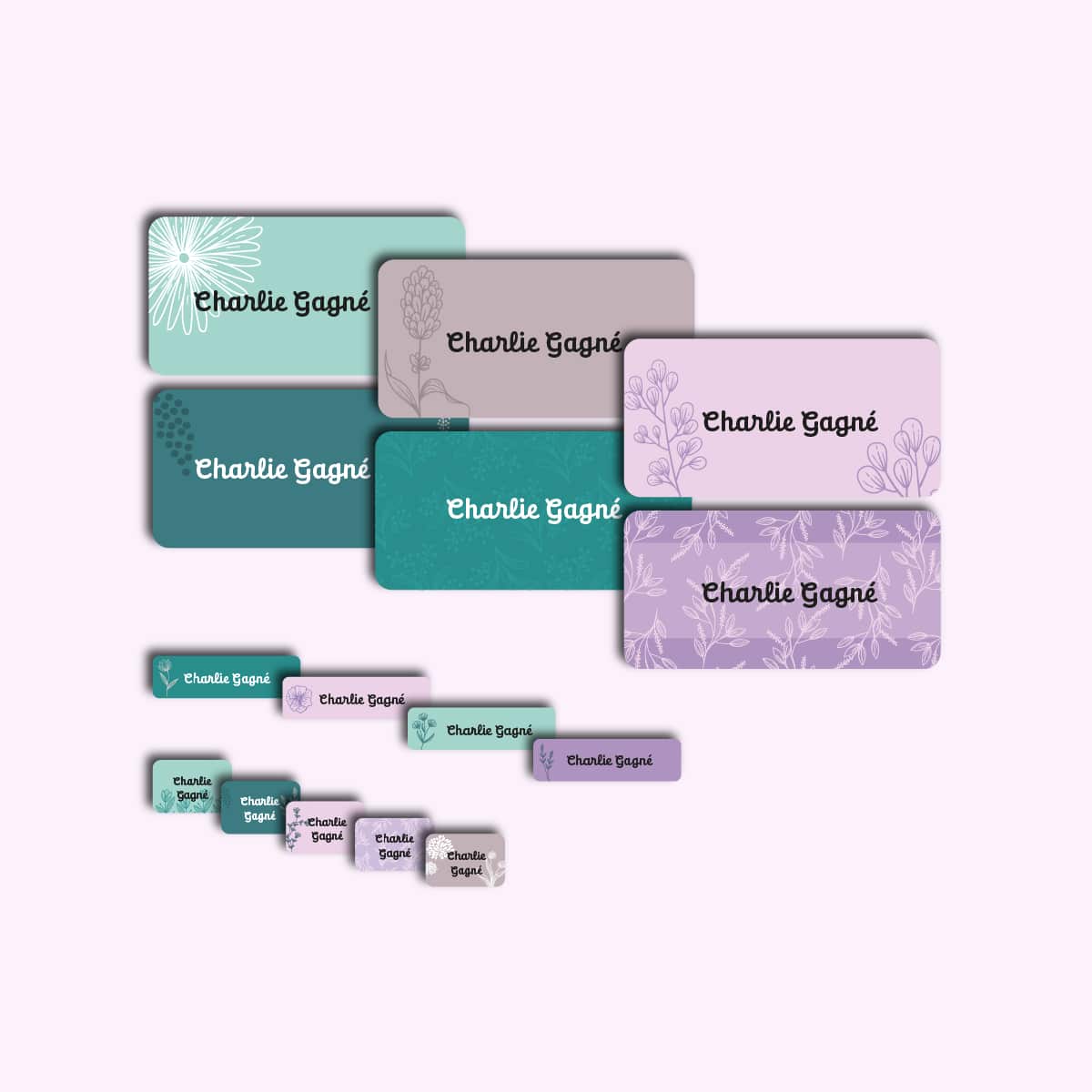 Ensemble d'étiquettes personnalisées botanique cursive