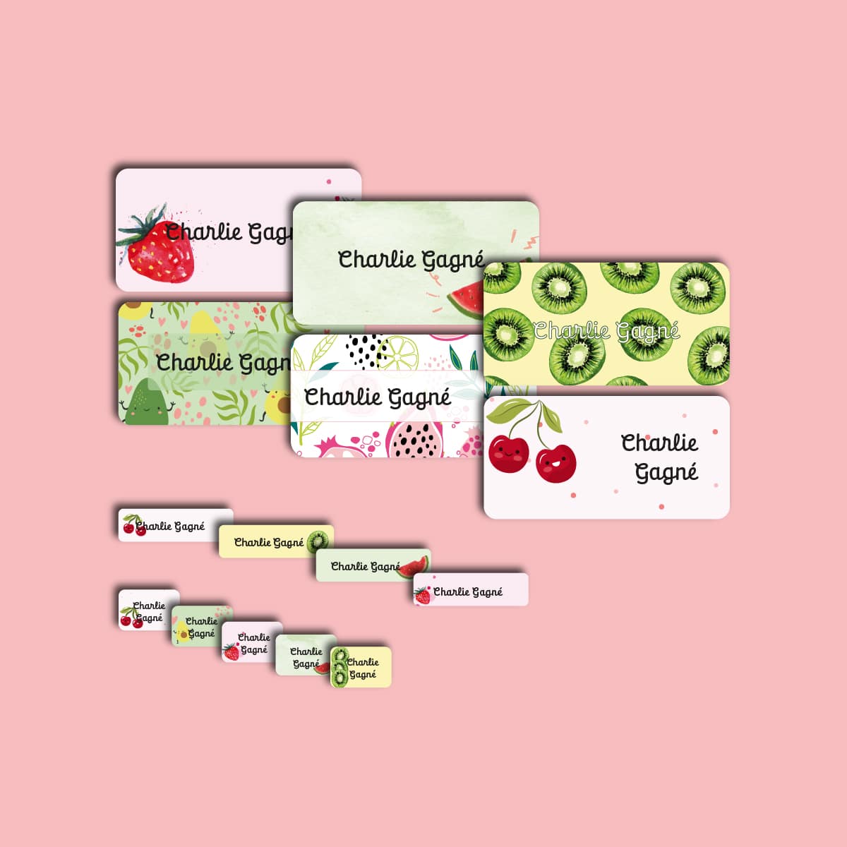 Ensemble d'étiquettes personnalisées fruits cursive