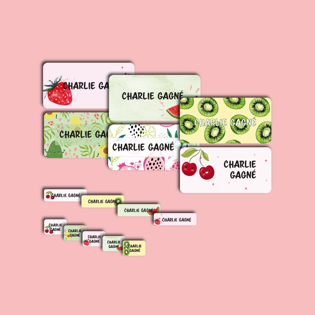 Ensemble d'étiquettes personnalisées fruits funky