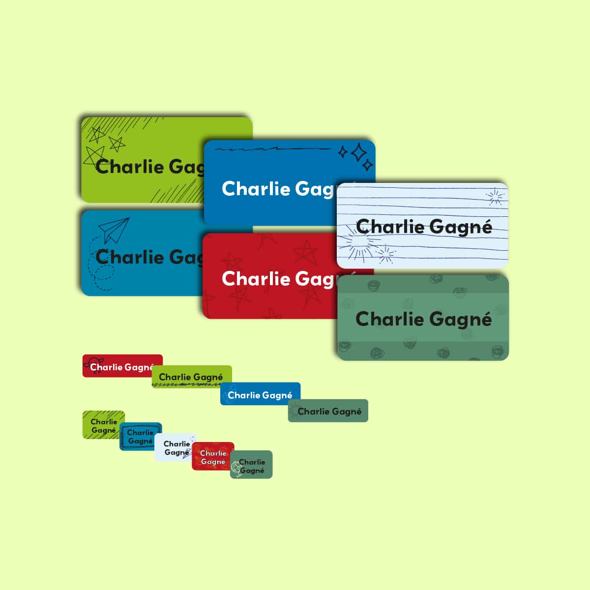 Ensemble d'étiquettes personnalisées gribouillages simple