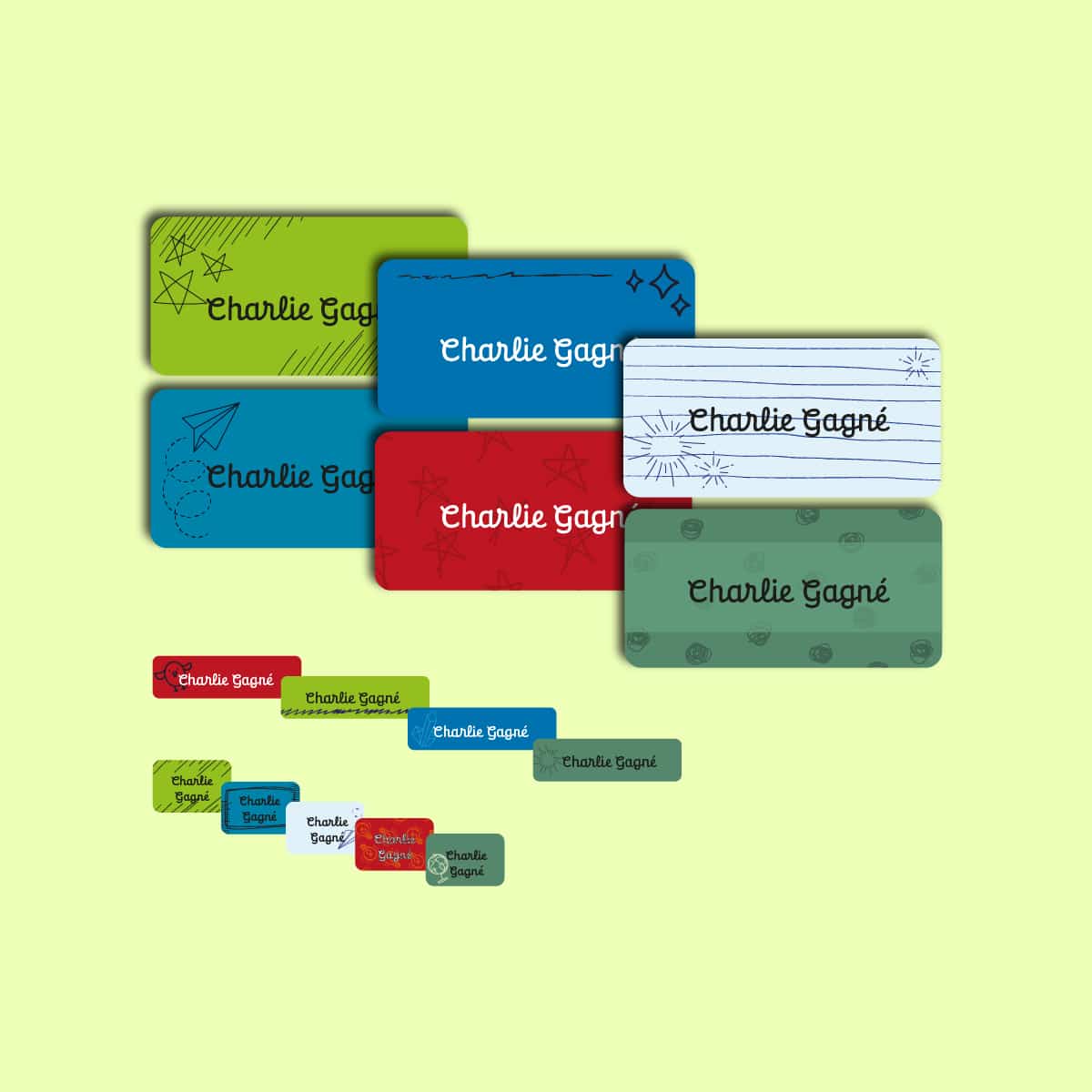 Ensemble d'étiquettes personnalisées gribouillages cursive