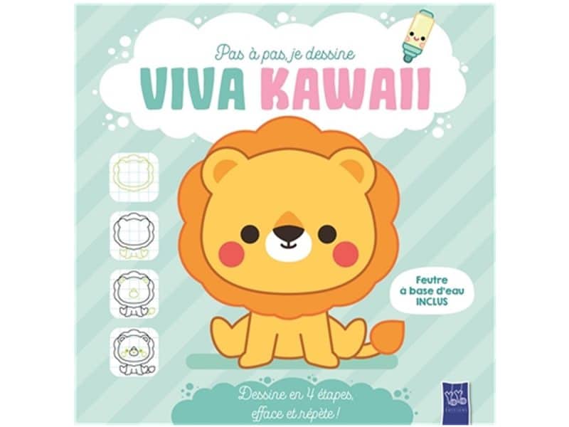 Pas à pas, je dessine Viva Kawaii Lion
