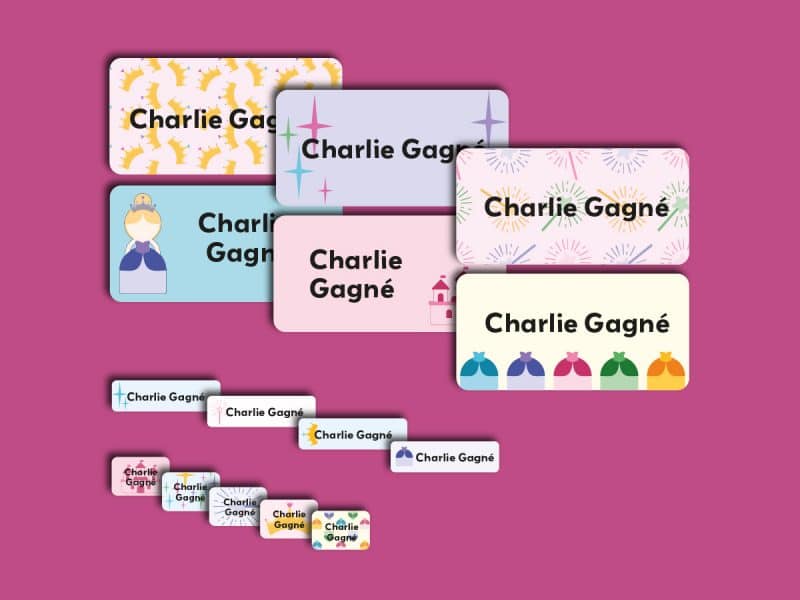 Ensemble d'étiquettes personnalisées princesse simple