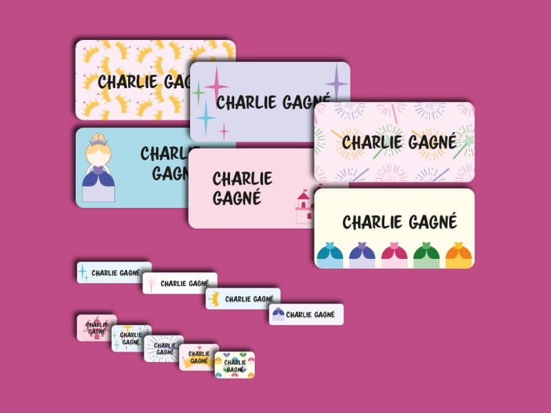 Ensemble d'étiquettes personnalisées princesse funky