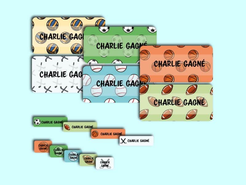 Ensemble d'étiquettes personnalisées sports funky