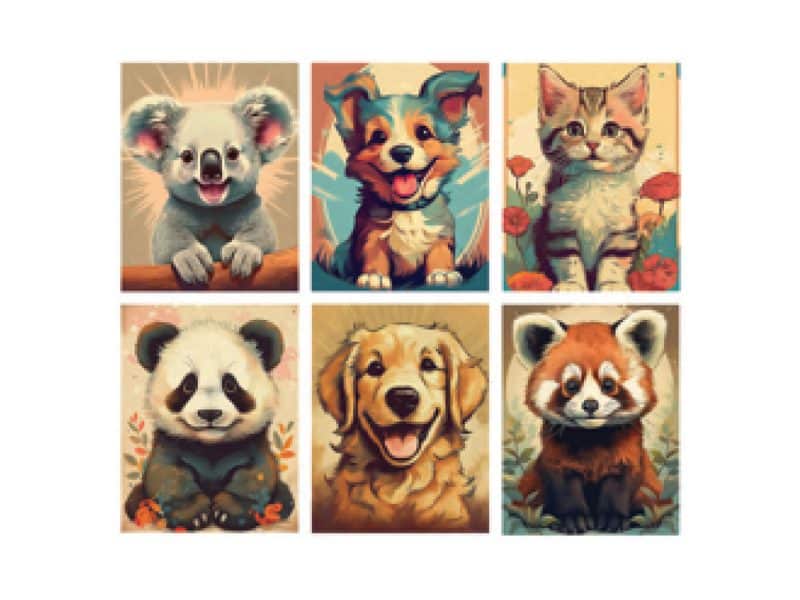 Portfolio carton laminé attaches et pochettes animaux