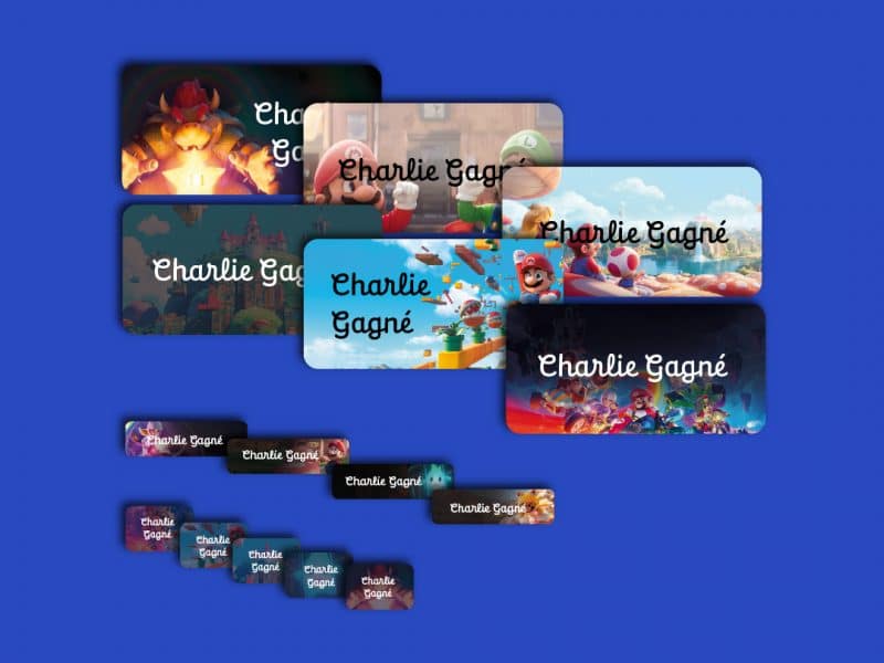 Ensemble d'étiquettes personnalisées Mario cursive