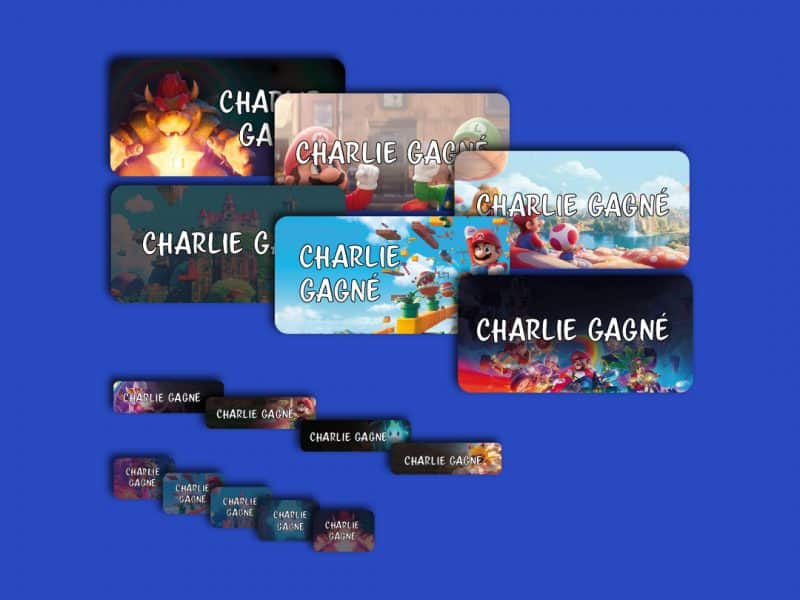 Ensemble d'étiquettes personnalisées Mario funky