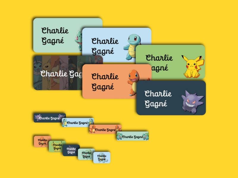 Ensemble d'étiquettes personnalisées Pokémon cursive