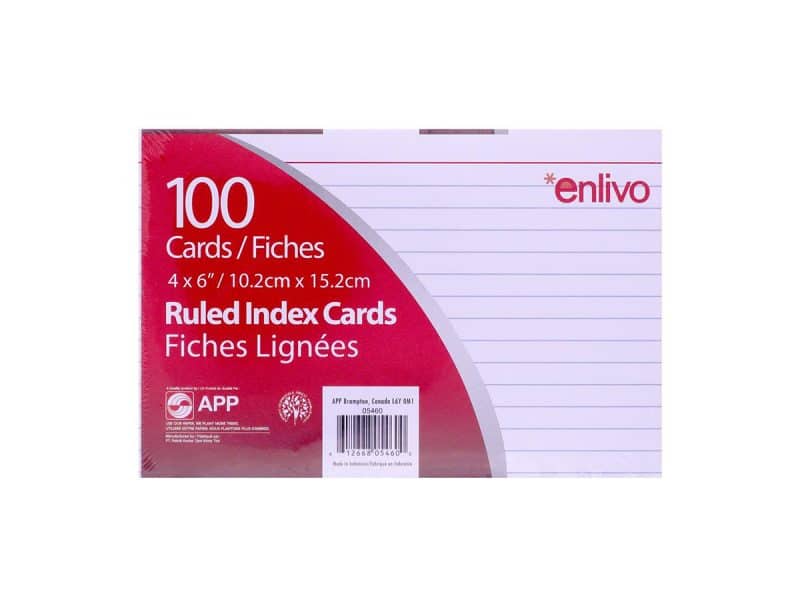Fiche index lignées 4 x 6 blanches