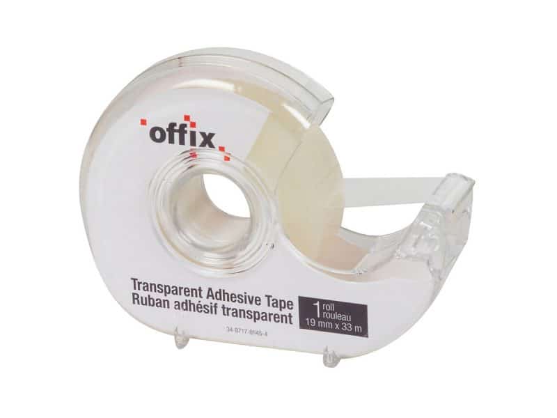 Ruban adhésif transp Offix 19 mm x 33 m. Dévidoir