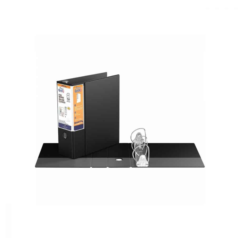 Relieur QuickFit à anneaux en D verrouillables 4" noir